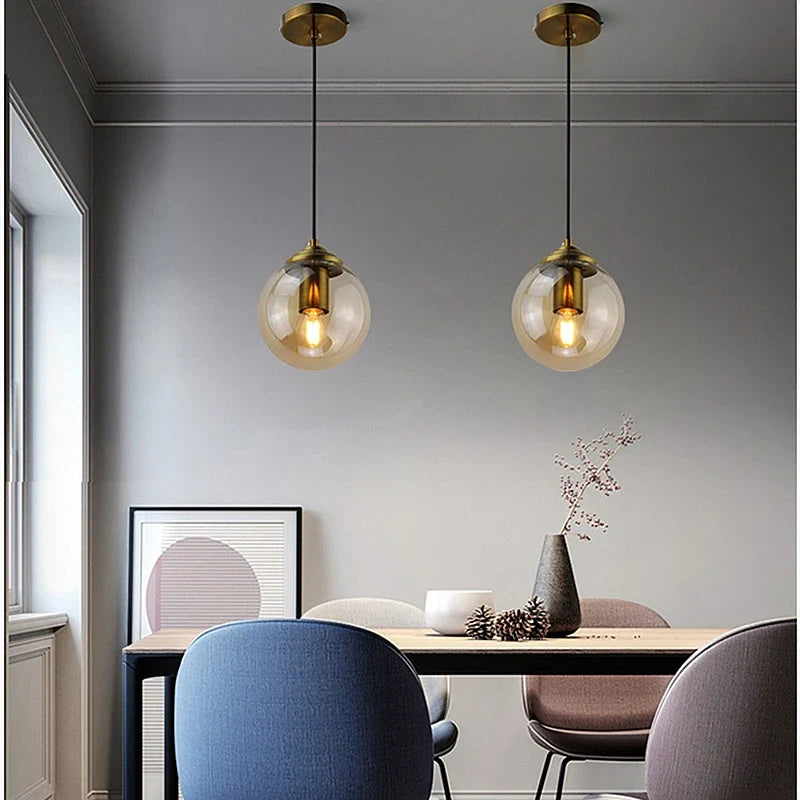 Amber, Clear & Smoke Grey Glass Pendant Light