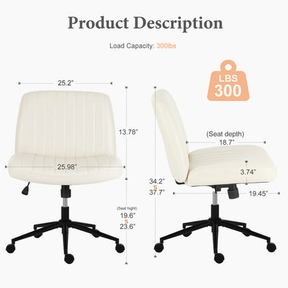 Wide Armless Cross-Legged Office Chair