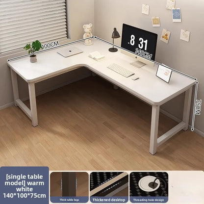 L-Shaped Computer Desk with Storage Shelf