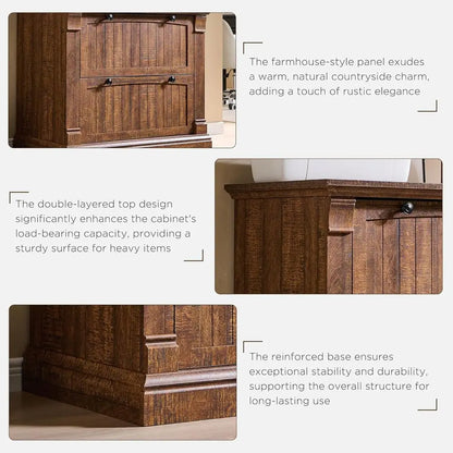 Farmhouse Wood Filing Cabinet with Dual File Drawers