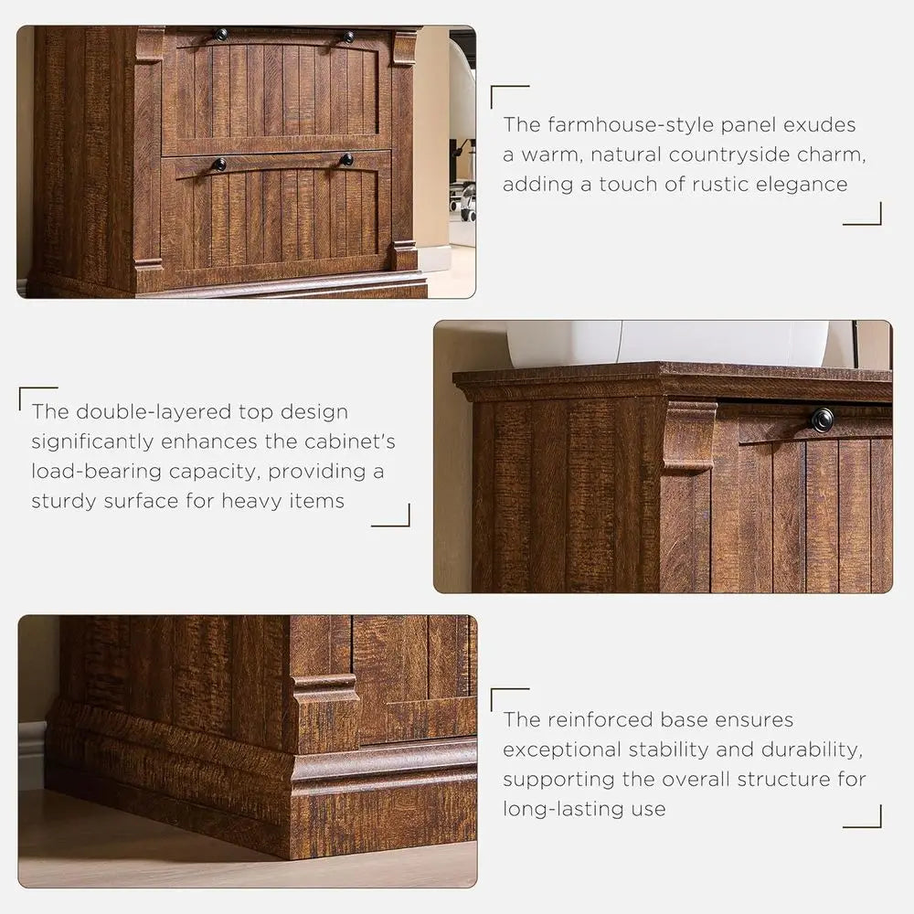 Farmhouse Wood Filing Cabinet with Dual File Drawers