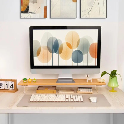 Bamboo & Acrylic Monitor Stand Riser for Desk