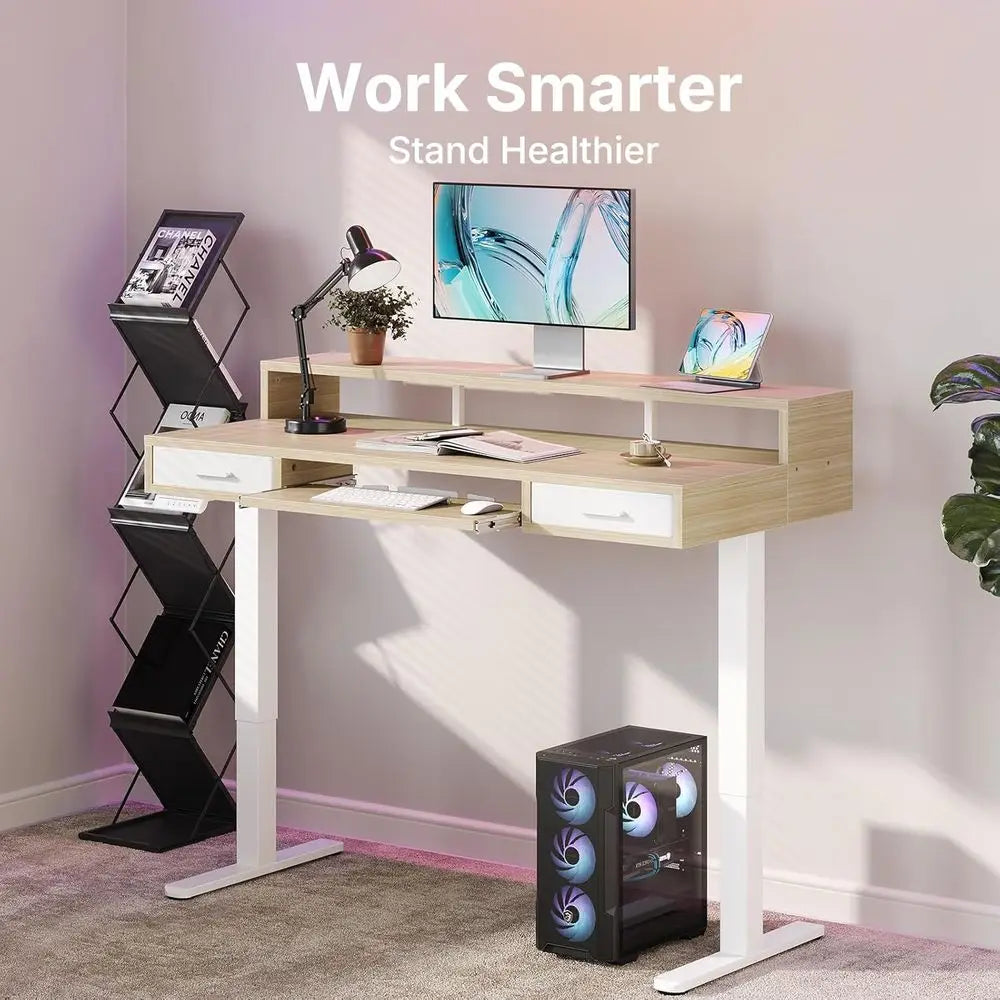 Dual Desk with C-Clamp Keyboard Tray
