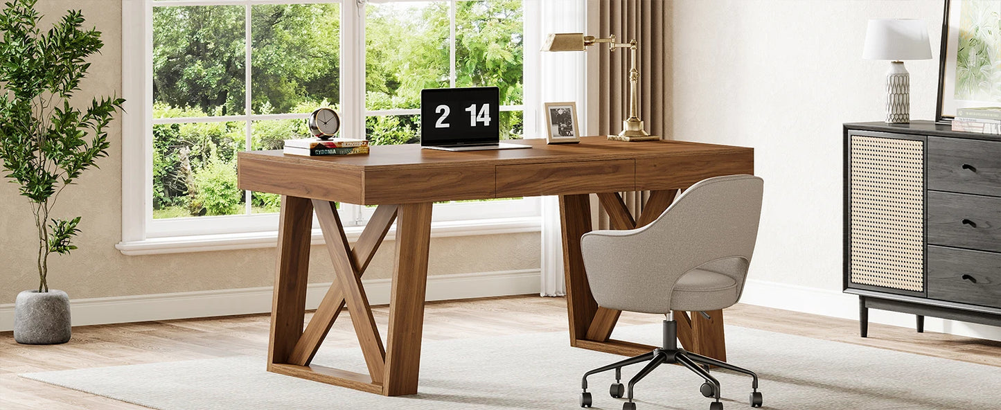 Mid-Century Walnut Farmhouse Desk
