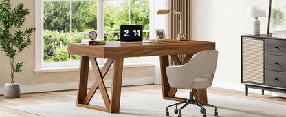 Mid-Century Walnut Farmhouse Desk