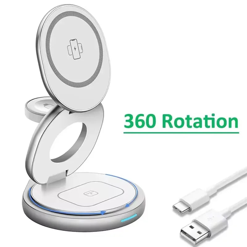 3-in-1 Rotating Magnetic Charger Stand