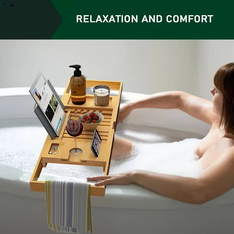 Expandable Bamboo Bathtub Tray