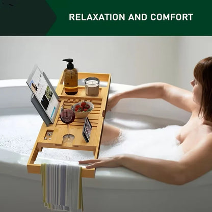 Expandable Bamboo Bathtub Tray