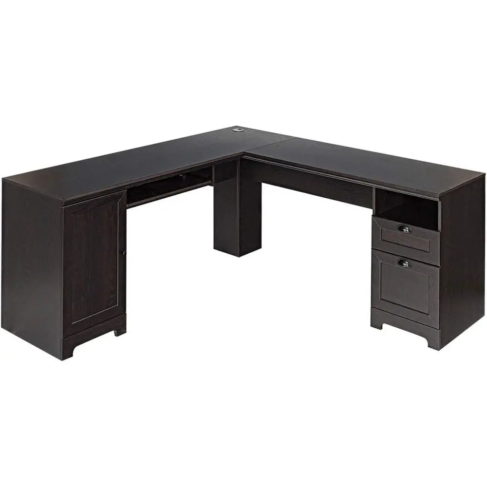 L-Shaped Desk with Keyboard Tray