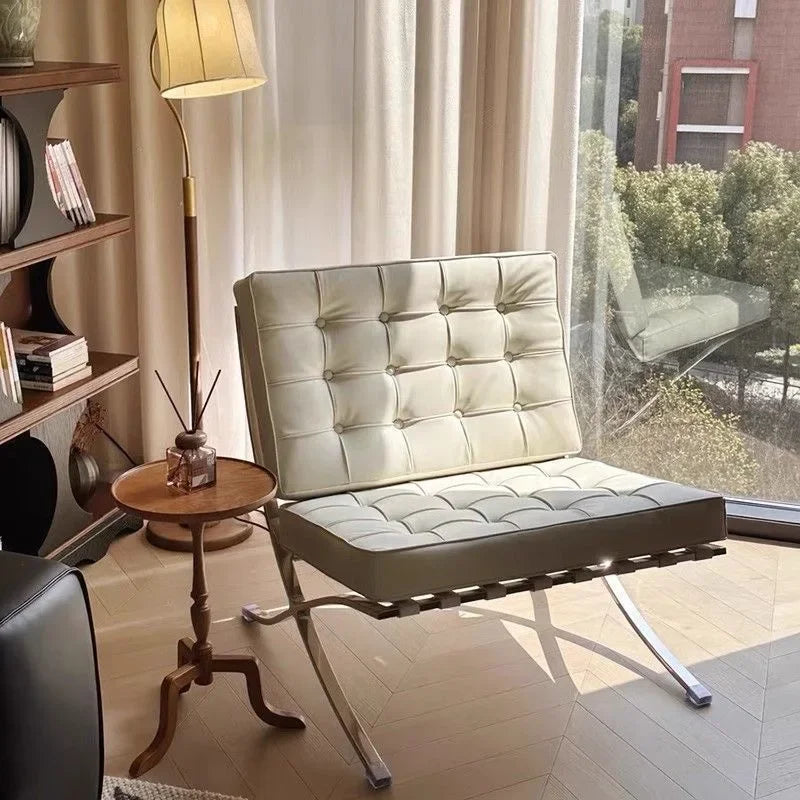 Barcelona-Style Leather Lounge Chair