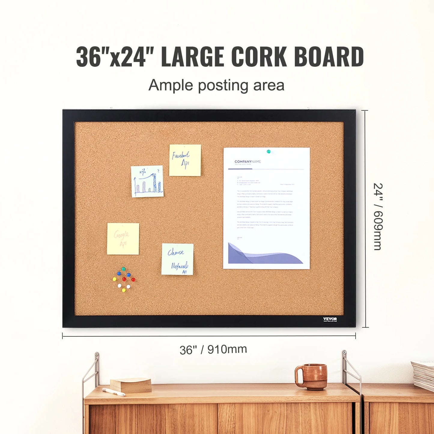 VEVOR MDF Cork Board with Sticker Frame