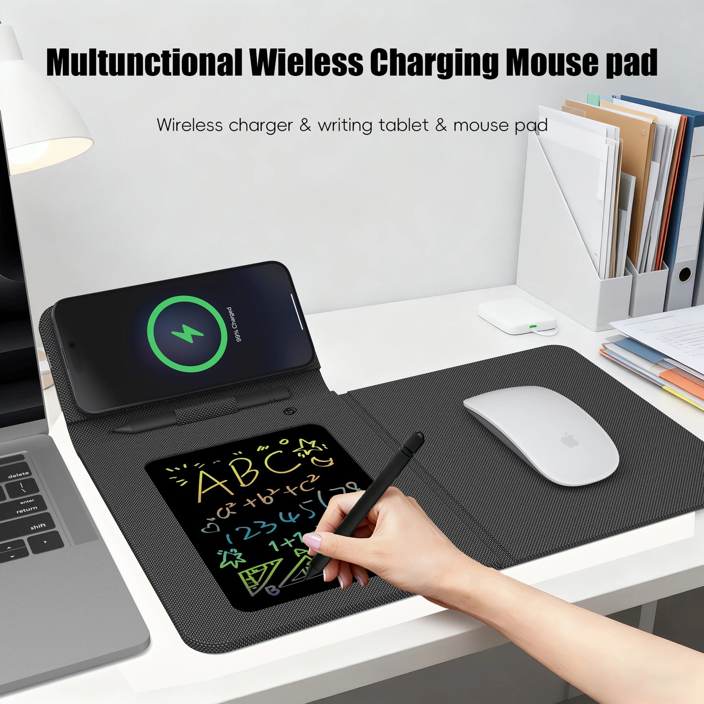 Foldable Charging Mouse Pad with Writing Tablet
