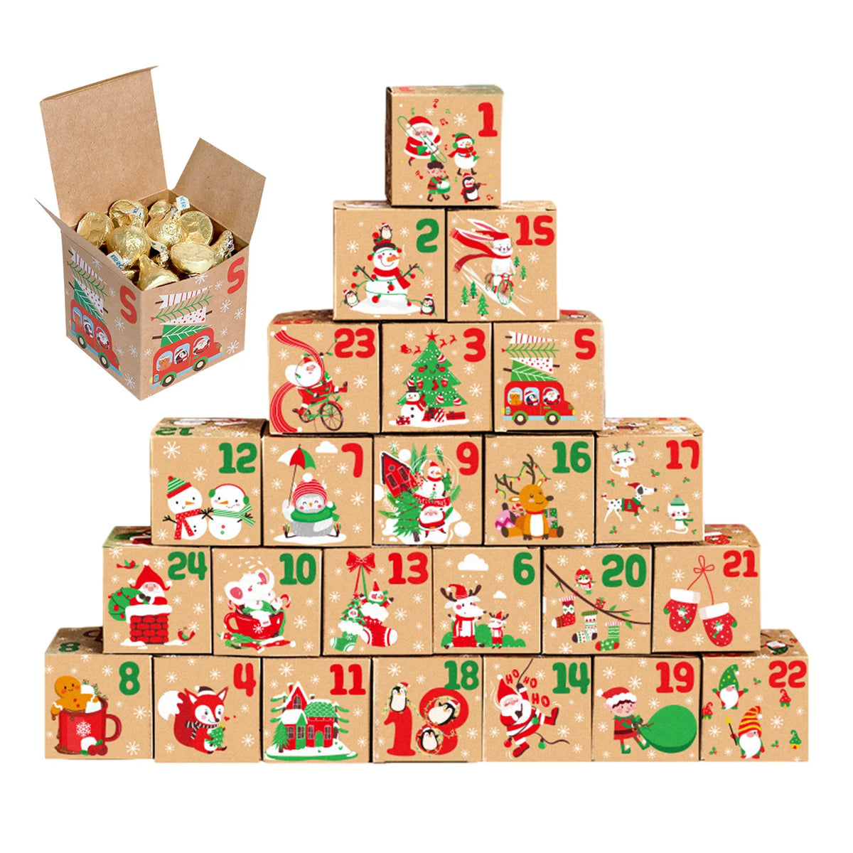 DIY Advent Calendar Boxes | 24 Numbered Kraft Gift Boxes