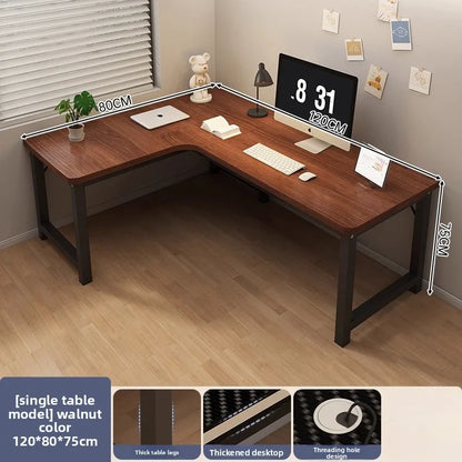 L-Shaped Computer Desk with Storage Shelf