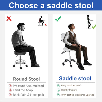 Rolling Saddle Chair with Back Support