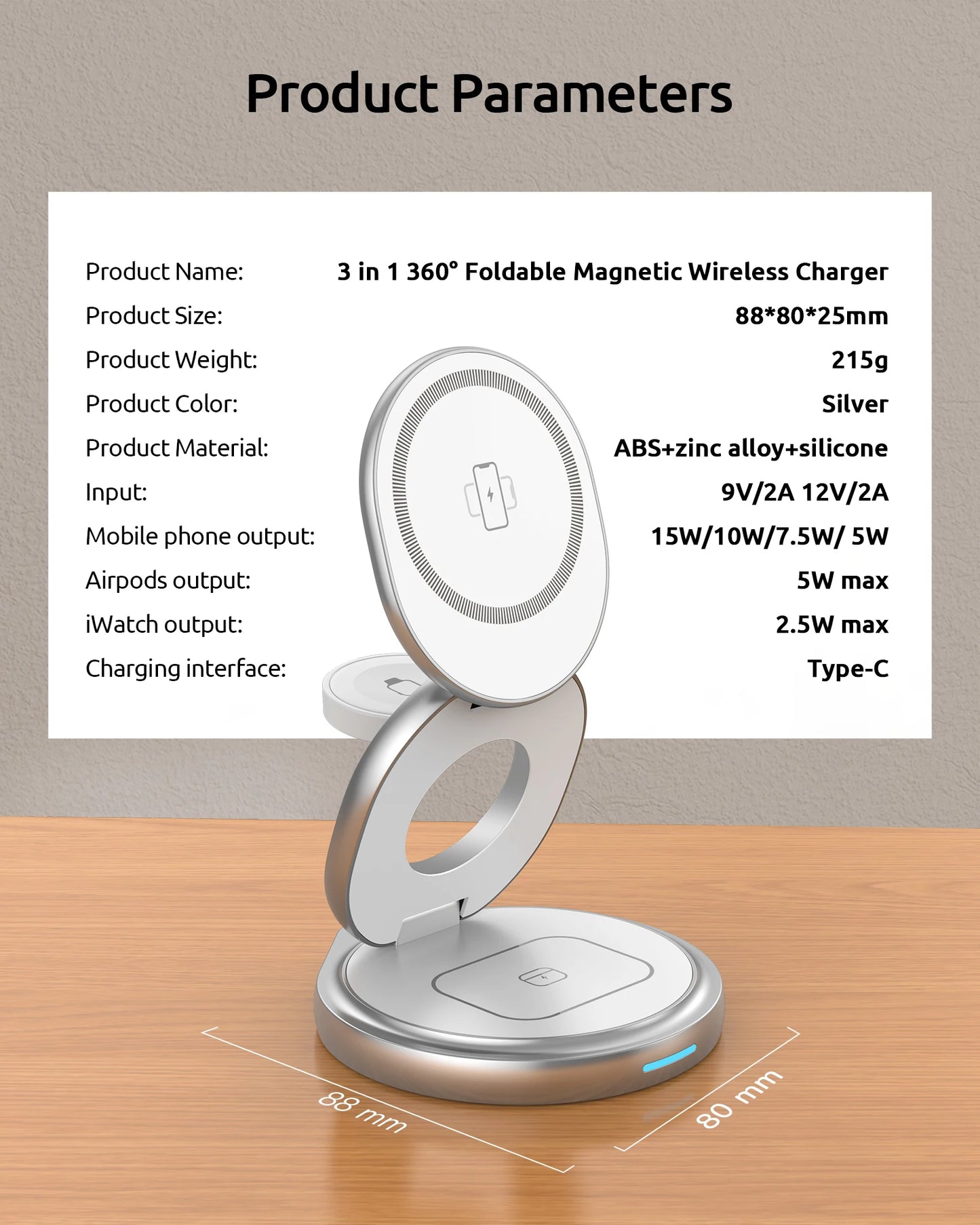 3-in-1 Rotating Magnetic Charger Stand