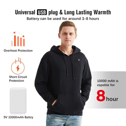 USB Heated Hoodie | 5 Heat Levels, Power Bank Pocket