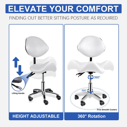 Rolling Saddle Chair with Back Support