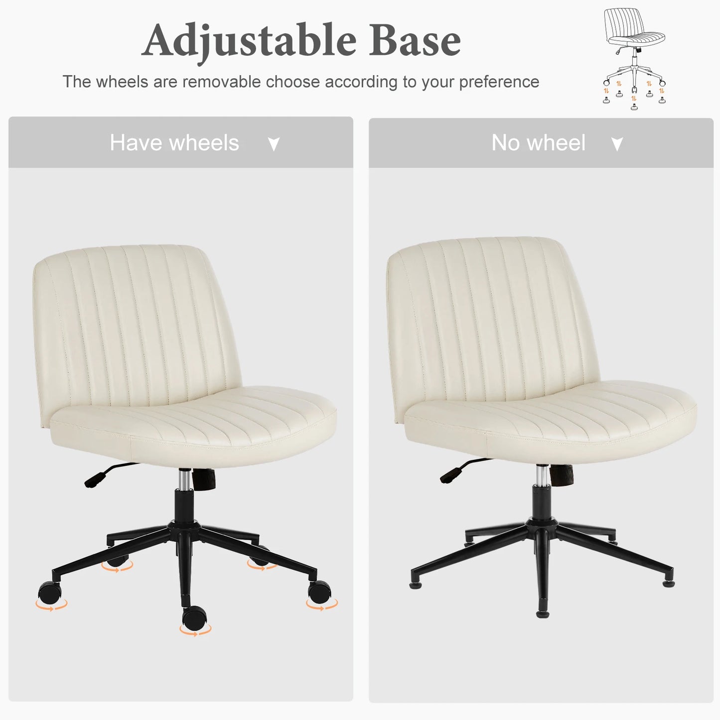 Wide Armless Cross-Legged Office Chair