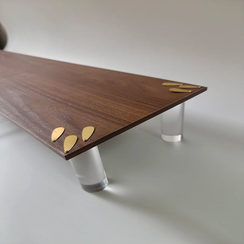 Modern Walnut Monitor Stand with Acrylic Legs