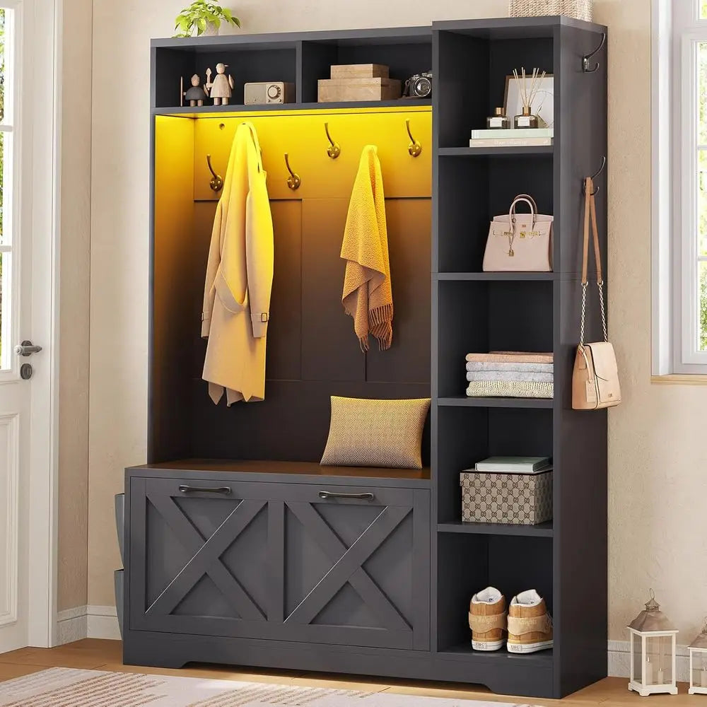 Black LED Entryway Bench