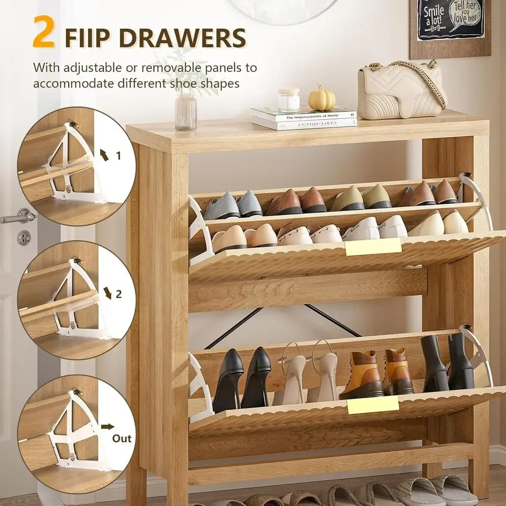 Oak Tall Shoe Organizer