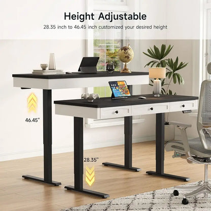Retro Curved Standing Desk with Storage