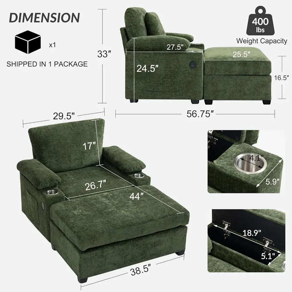 Thornbury Extra Large Chaise Sleeper