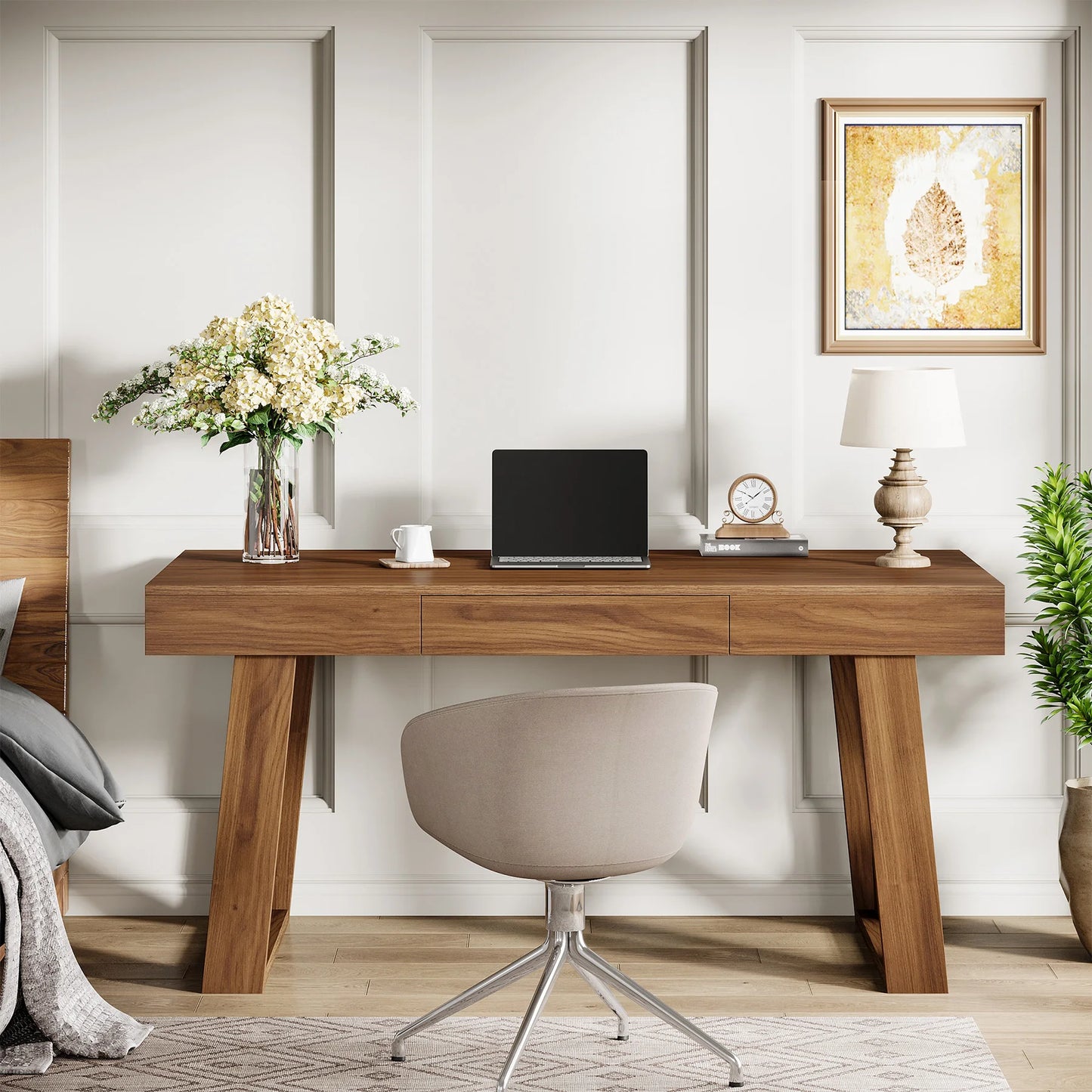 Mid-Century Walnut Farmhouse Desk