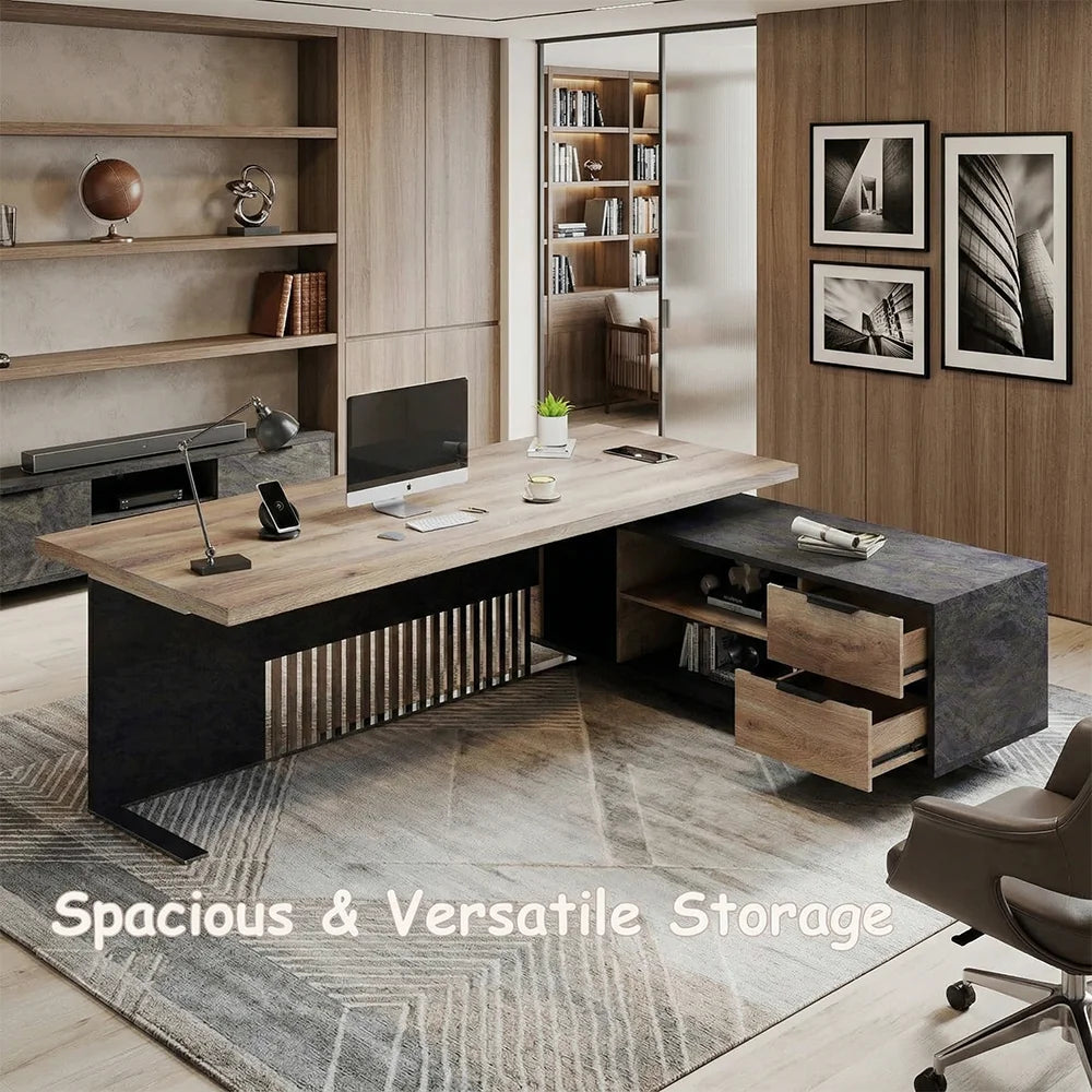 The Sovereign Grand Executive Office Desk with Integrated Storage Cabinet