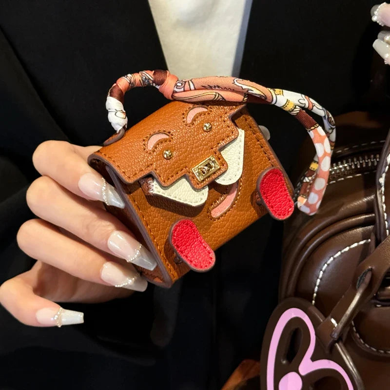 Mini PU Leather Earbud Case Charm