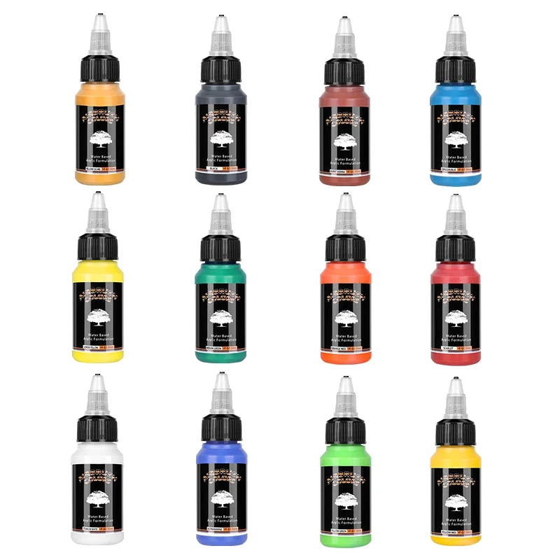 12-Color Acrylic Paint Set, 30ml, Airbrush Ready