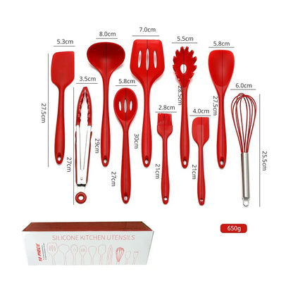 10-Pc Silicone Nonstick Kitchen Utensil Set