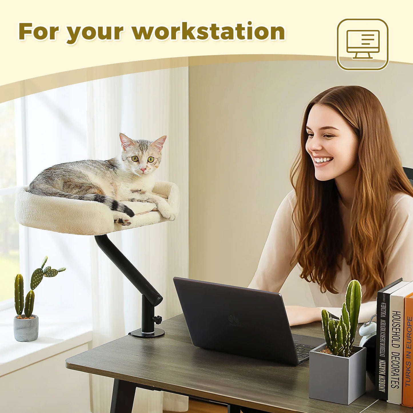 360° Rotatable Cat Desk Bed