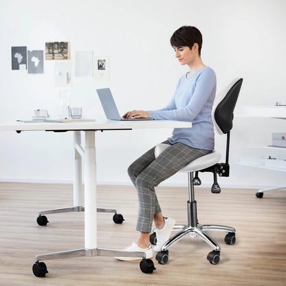 Rolling Saddle Chair with Back Support