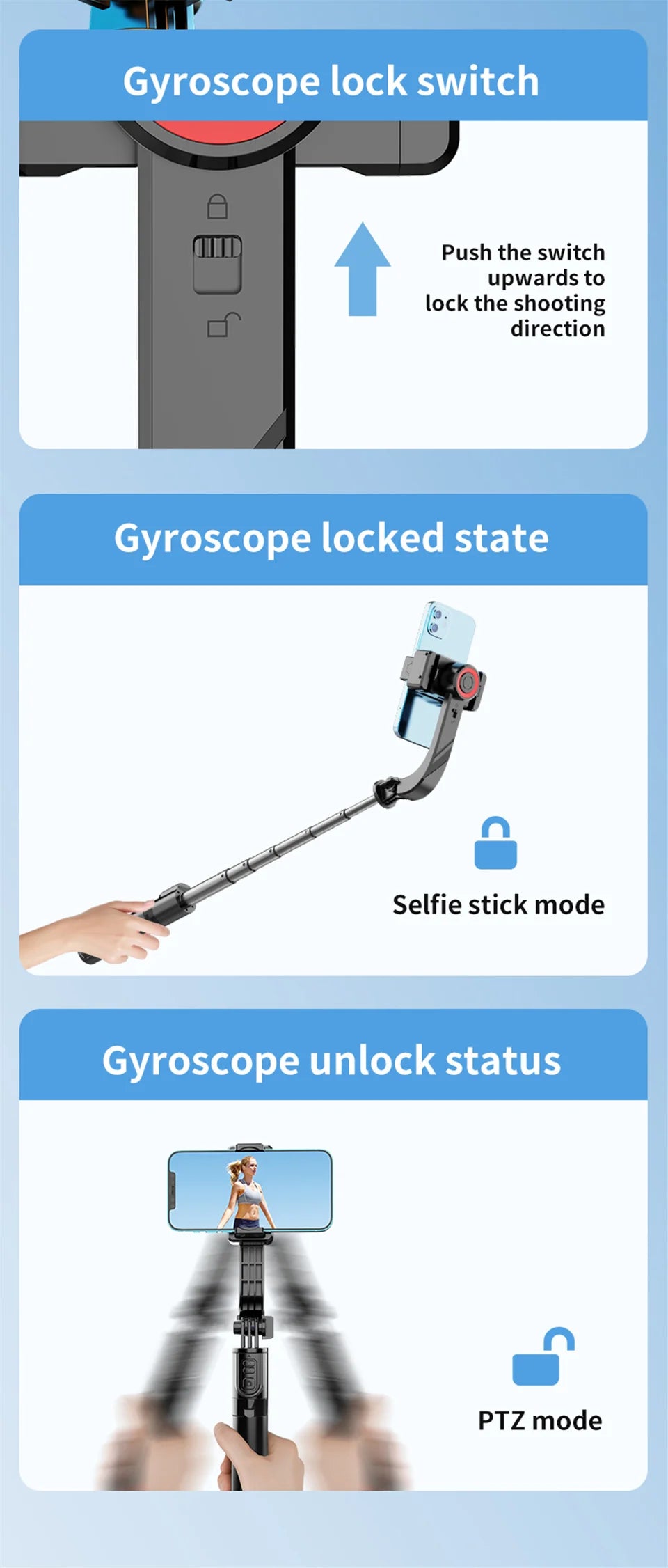 Wireless Bluetooth Gimbal Tripod