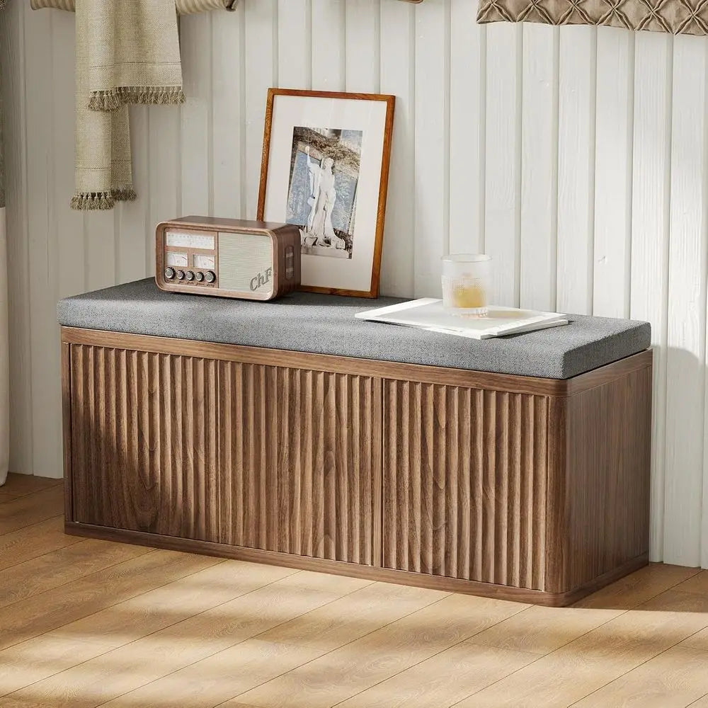 Walnut Shoe Storage Bench