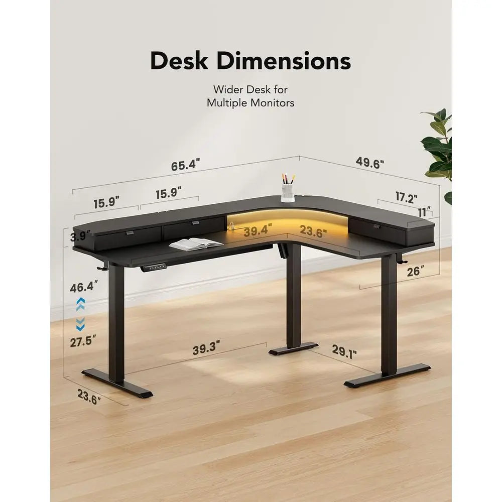 L-Shaped Electric Standing Desk