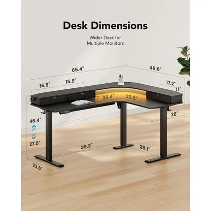L-Shaped Electric Standing Desk