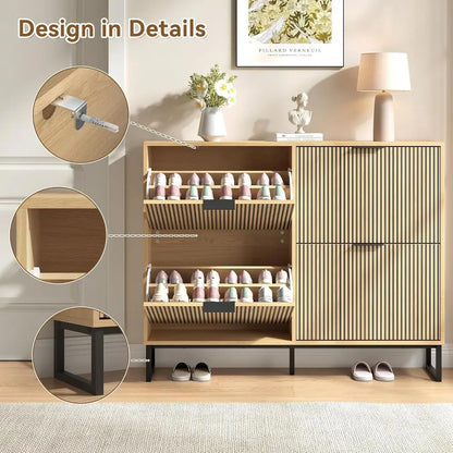 Striped 4-Door Shoe Cabinet
