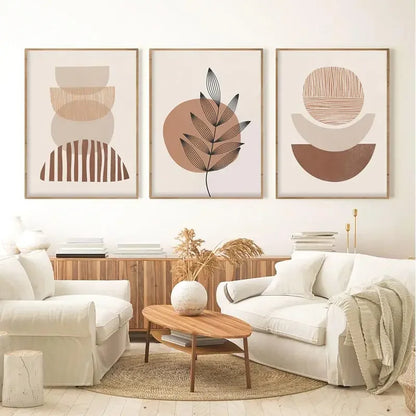Boho Neutral Canvas Wall Art Trio