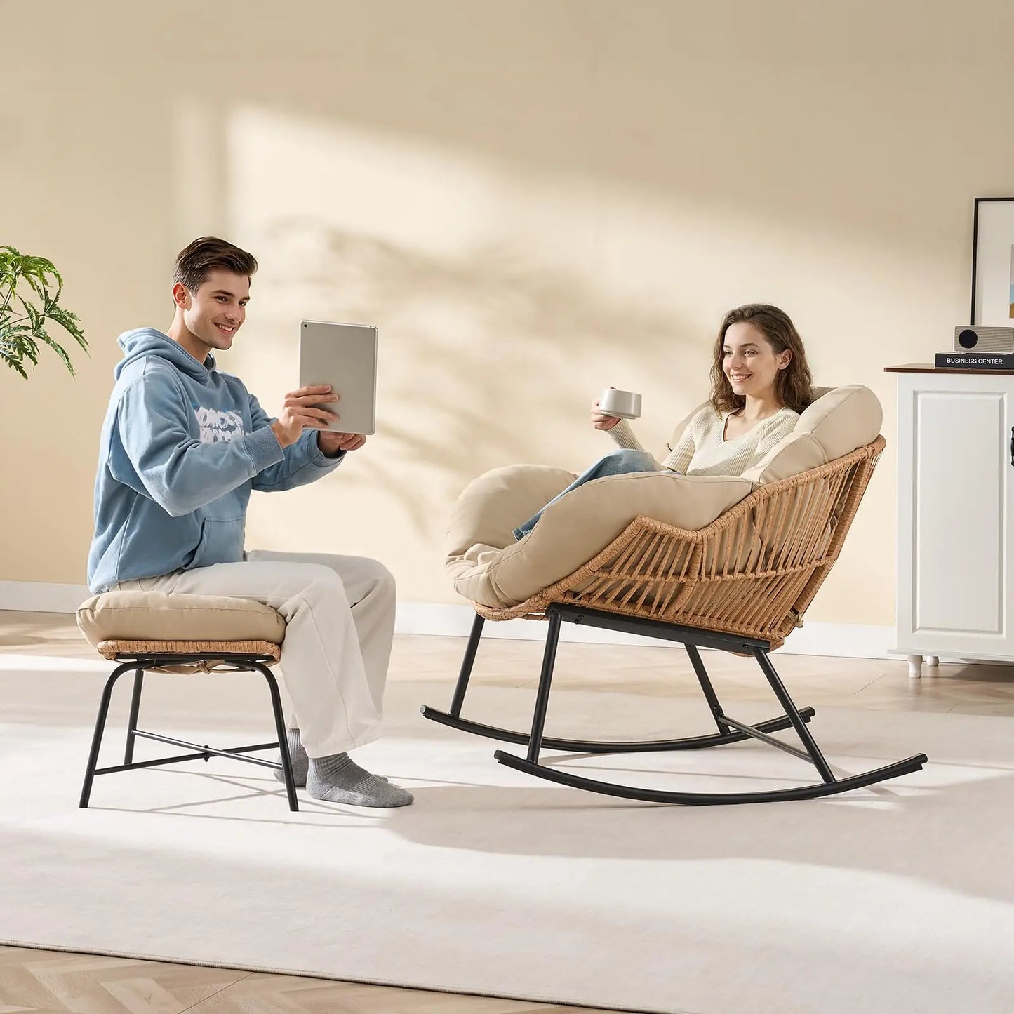 Meridian Rattan Papasan Rocker