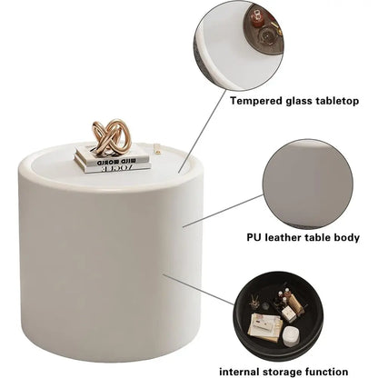 Solace Glass-Top Storage Table