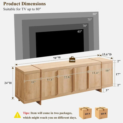 Handle-Free Oak TV Stand
