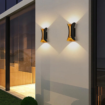 Black & Gold Waterproof LED Wall Light