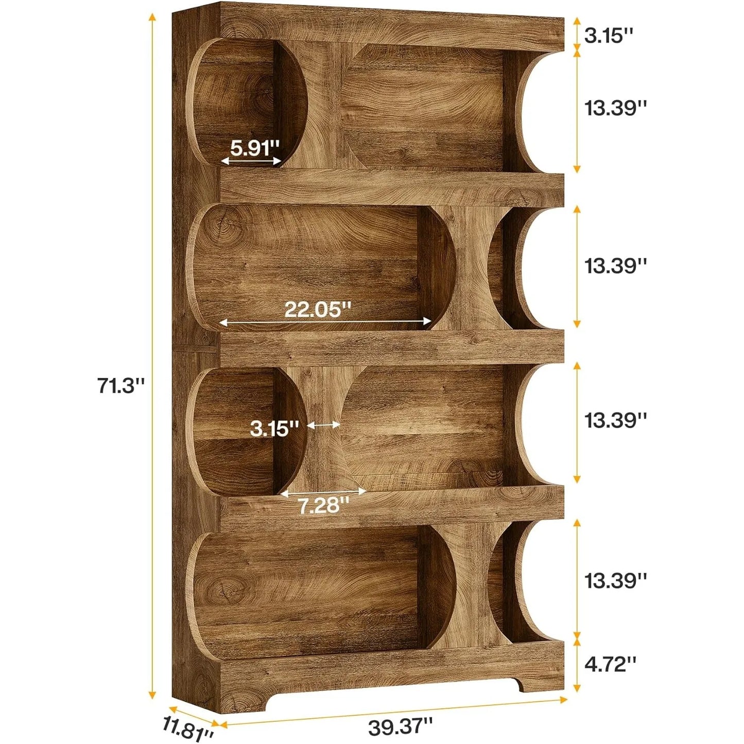 Ravenport 4-Tier Bookcase with Open Display Shelves