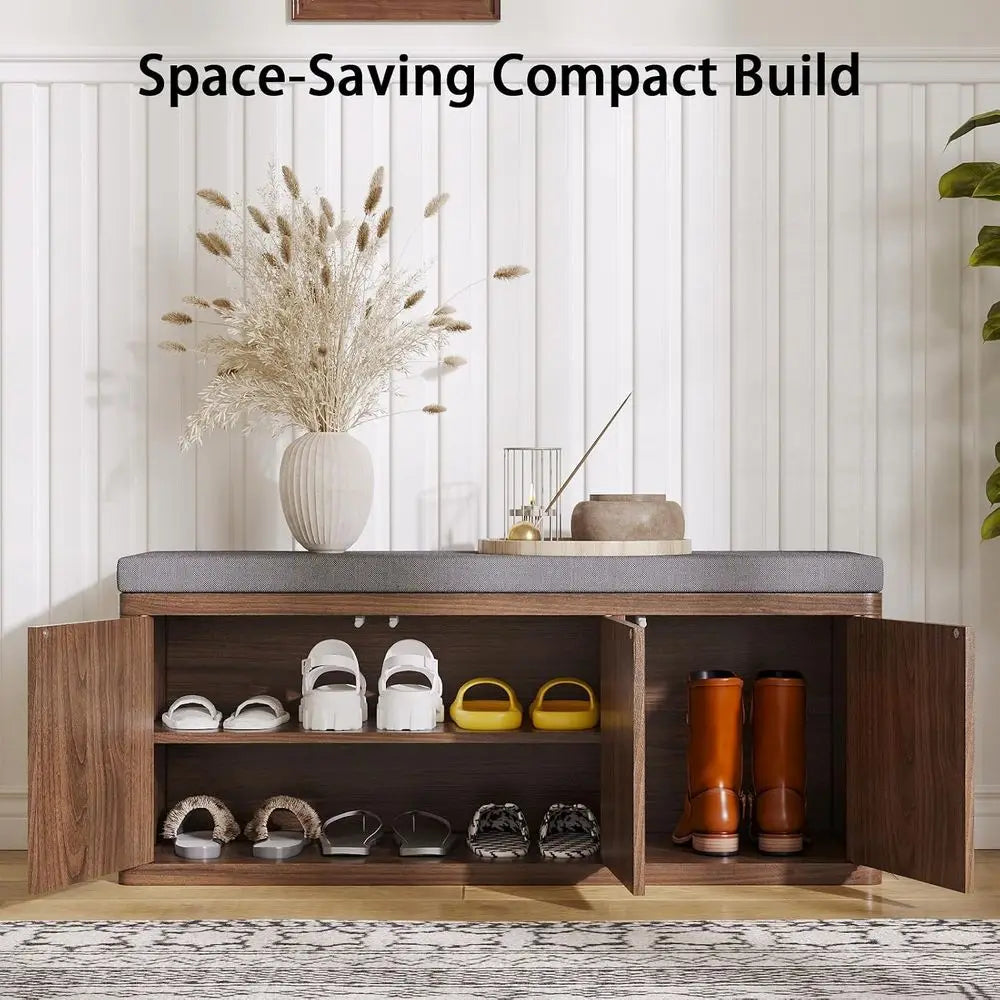 Walnut Shoe Storage Bench