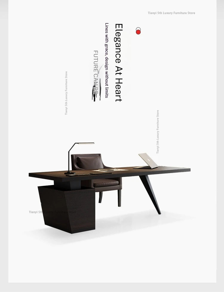 Milano Italian Minimalist Solid Wood Office Desk