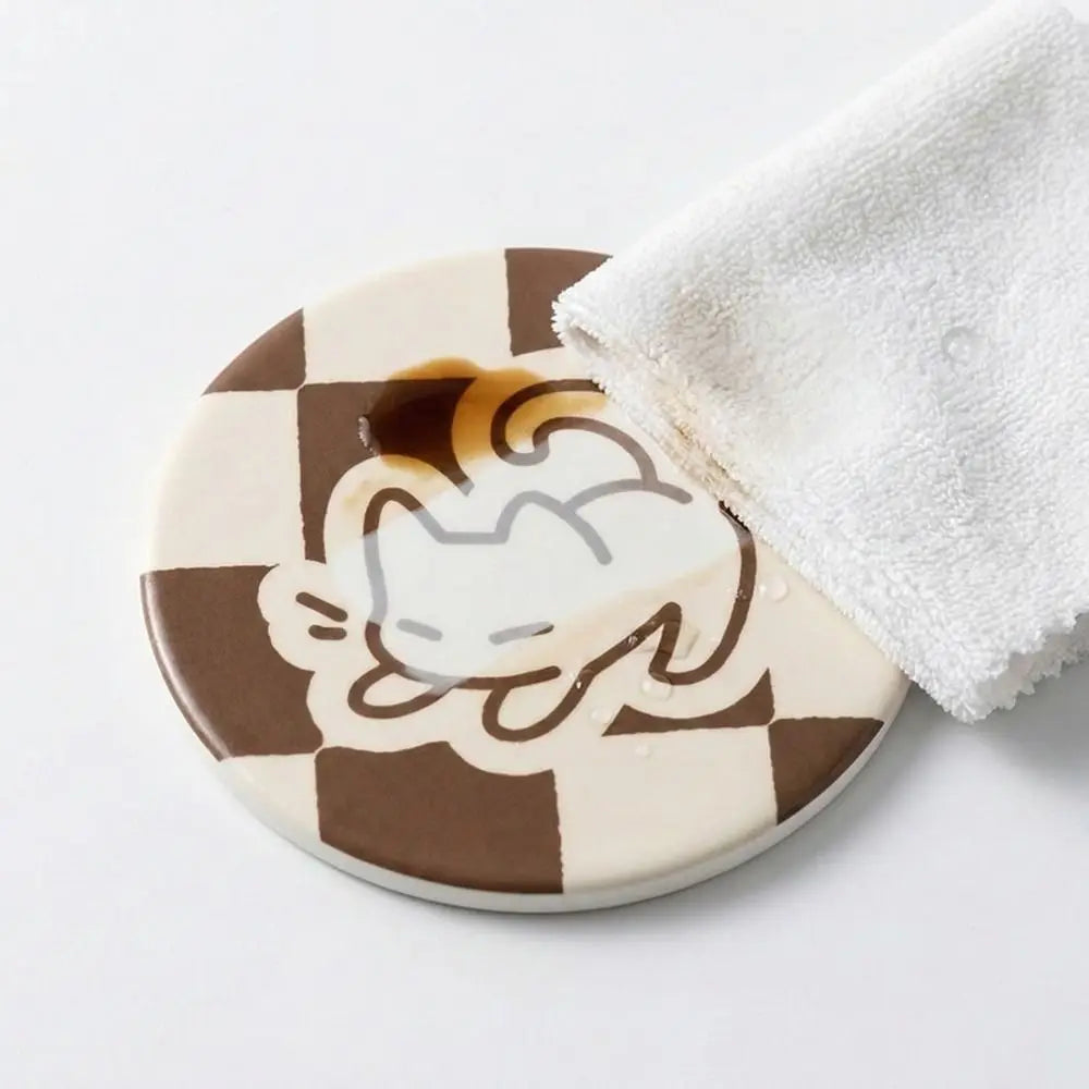 Cartoon Cat Diatom Mud Coaster
