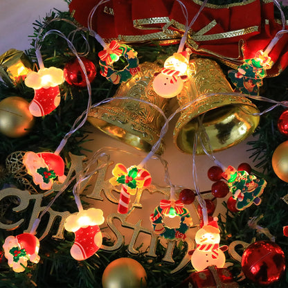 Santa & Snowman LED String Lights | Battery Christmas Garland
